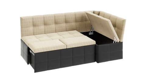 Скамья угловая со спальным местом «Домино» (Кожзам темный/ткань светлая)