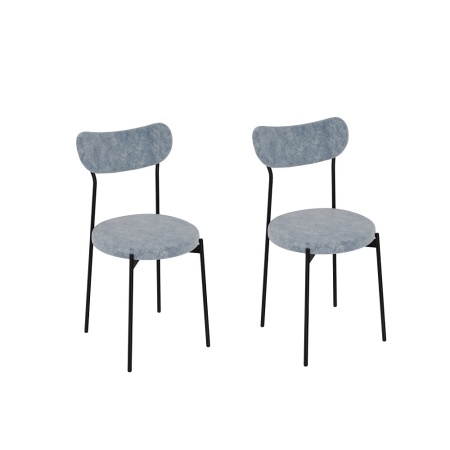 Комплект стульев Стивен (2 шт), черный велюр серый