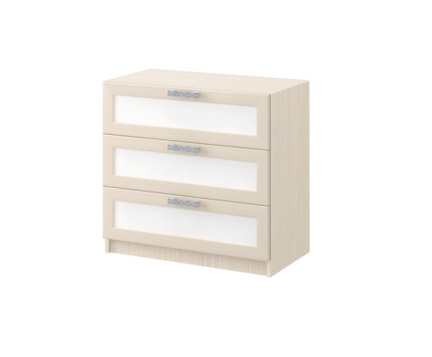 Комод ДЮ-03 Юнга-7 ЛДСП Белый ХДФ+Рамочный Профиль/Ясень Шимо Светлый (Д-750 x В-770 x Г-440 мм)