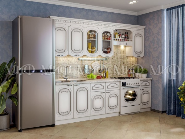 Кухонный Гарнитур Лиза МДФ Белый 2000 мм