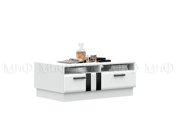 Журнальный Стол Манифик МДФ (Ш-1000 x В-400 x Г-650 мм)Белый/Белый Глянец